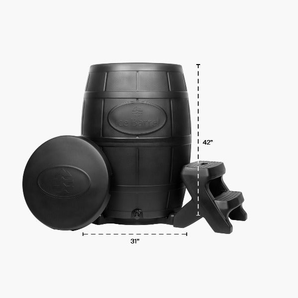 Ice Barrel 400 Black with measurement