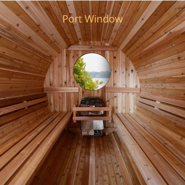 Almost Heaven Charleston 4 Person Canopy Barrel Sauna Port window