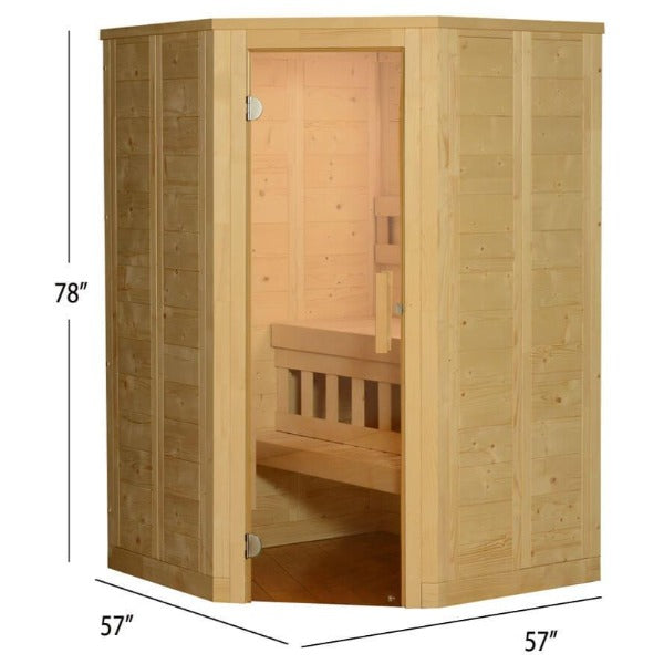 Almost Heaven Sutton 2 Person Indoor Sauna with dimension