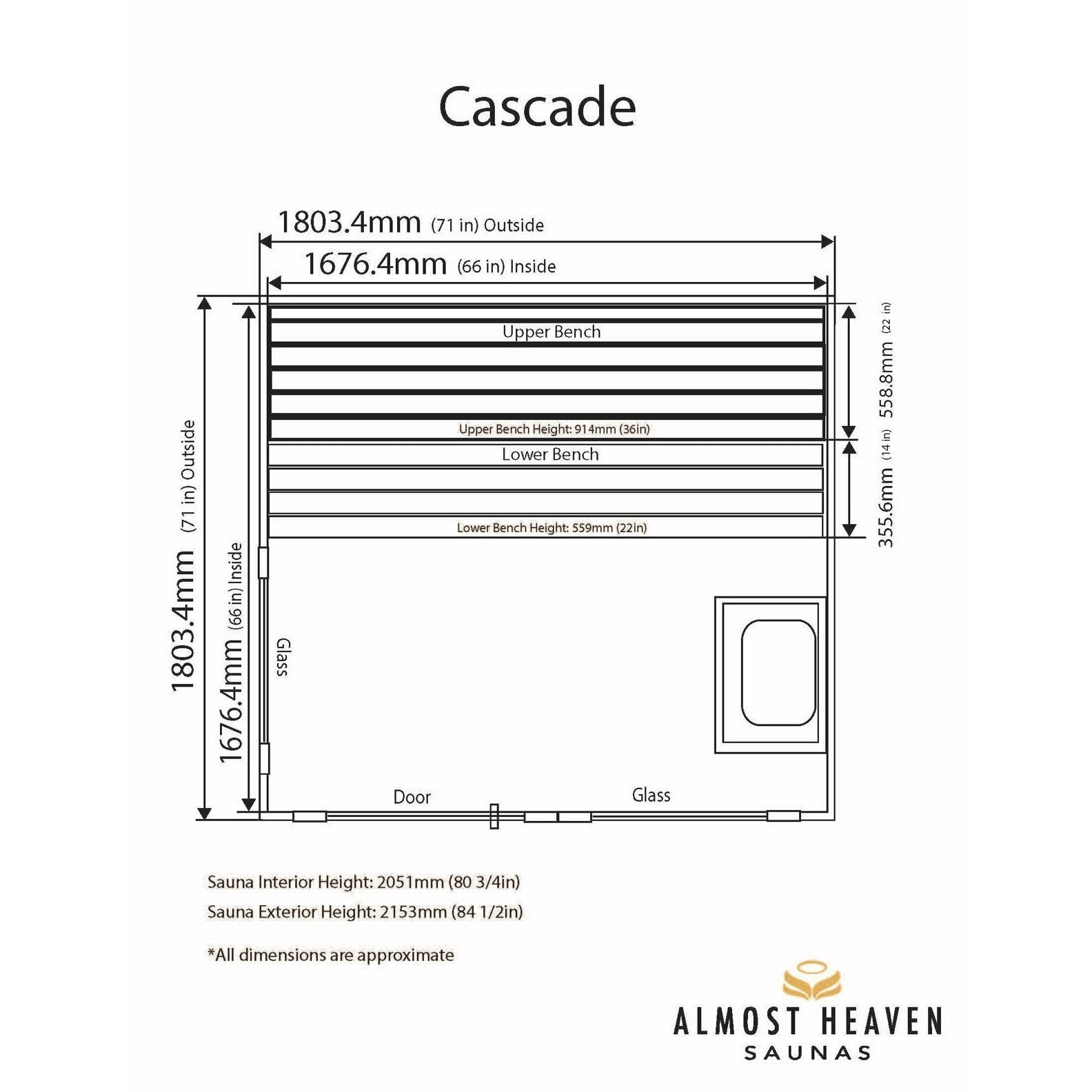 Almost Heaven Cascade 4 Person Indoor Sauna