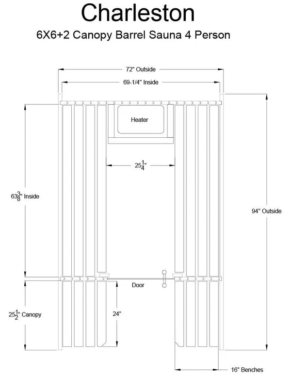 Almost Heaven Charleston 4 Person Canopy Barrel Sauna