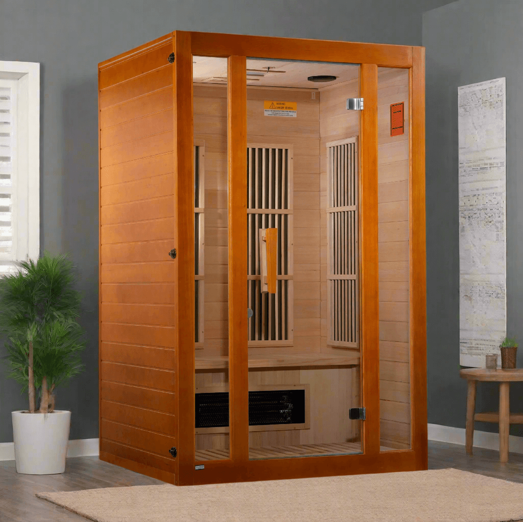 Golden Designs Maxxus Aspen Dual Tech 2 Person Low EMF FAR Infrared Sauna - Canadian Hemlock