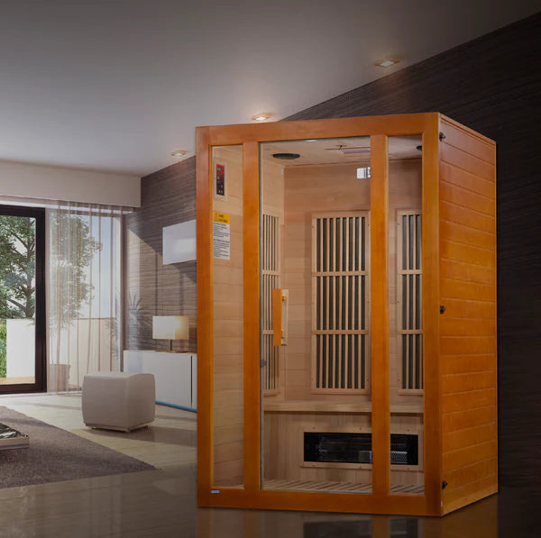 Golden Designs Maxxus Aspen Dual Tech 2 Person Low EMF FAR Infrared Sauna - Canadian Hemlock