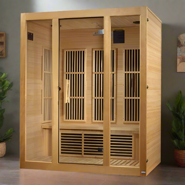 Maxxus Bellevue 3 Person Low EMF FAR Infrared Sauna - Canadian Hemlock