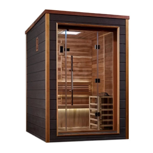 Golden Designs Narvik 2 Person Outdoor-Indoor Hybrid Sauna (GDI-8202-01) - Canadian Red Cedar Interior