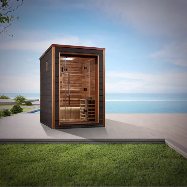 Golden Designs Narvik 2 Person Outdoor-Indoor Hybrid Sauna (GDI-8202-01) - Canadian Red Cedar Interior