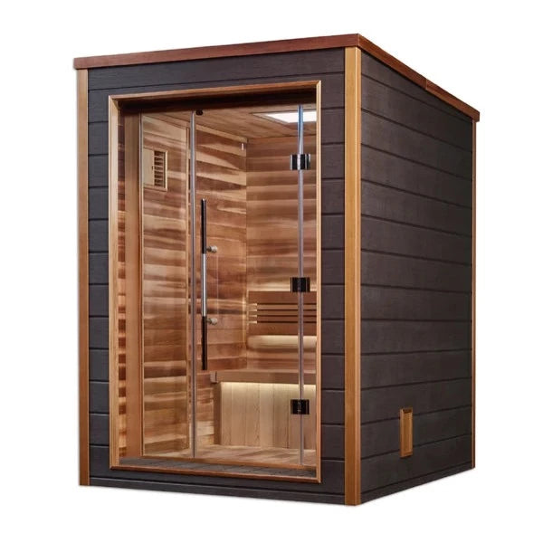 Golden Designs Narvik 2 Person Outdoor-Indoor Hybrid Sauna (GDI-8202-01) - Canadian Red Cedar Interior