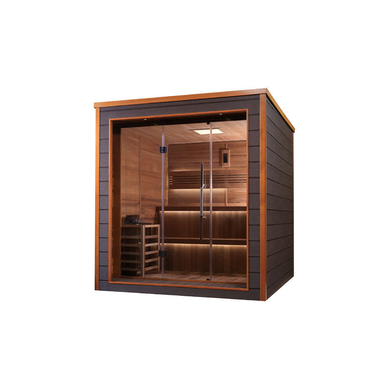 Golden Designs Bergen 6 Person Outdoor-Indoor Traditional Sauna - Canadian Red Cedar Interior