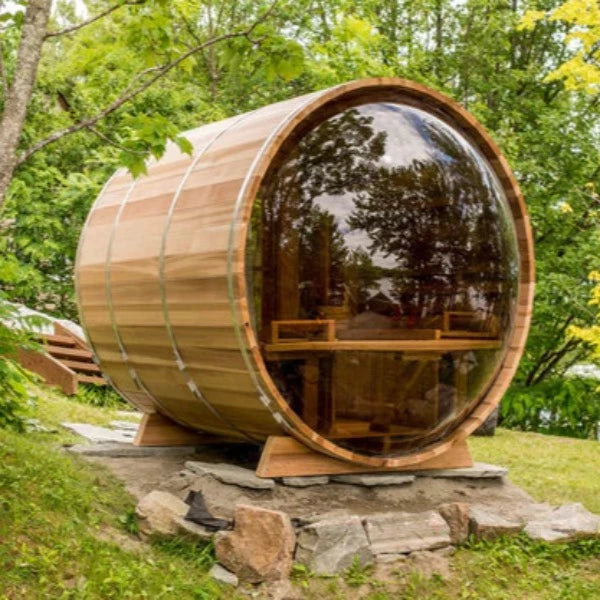 Dundalk LeisureCraft Panoramic View Knotty Cedar Barrel Sauna