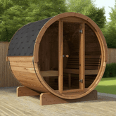 SaunaLife Model E7G 4 Person Barrel Sauna With Glass Front