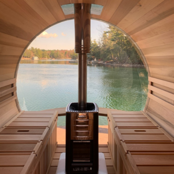 Dundalk LeisureCraft Clear Cedar Panoramic View Cedar Barrel Sauna - GRIM PARENT LIMITED