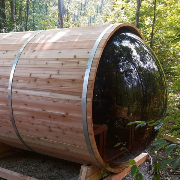 Dundalk LeisureCraft Panoramic View Knotty Cedar Barrel Sauna