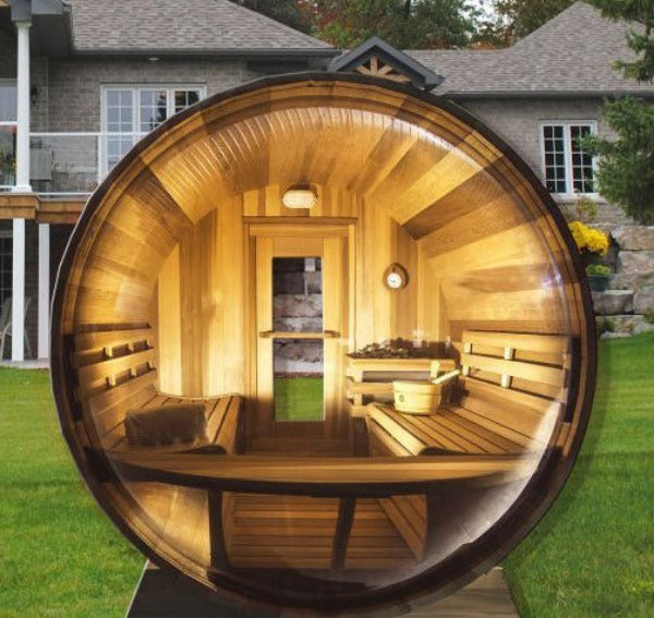 Dundalk LeisureCraft Panoramic View Cedar Barrel Sauna - GRIM PARENT LIMITED