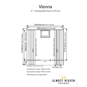 Almost Heaven Vienna Canopy Barrel 2 Person Sauna - GRIM PARENT LIMITED